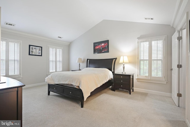 4 Old Elm Ct, Lutherville Timonium, MD 21093 - bedroom with lofted ceiling, light carpet, baseboards, and crown molding