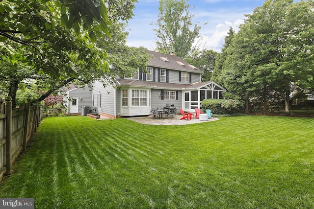 4 Old Elm Ct, Lutherville Timonium, MD 21093 - back of house featuring a patio, a sunroom, cooling unit, and a shingled roof
