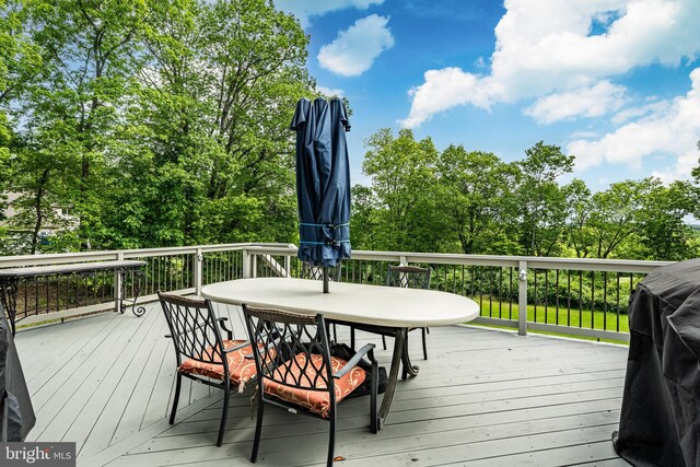 174 Greentree Dr, Bangor, PA 18013 - wooden deck featuring outdoor dining area and a grill