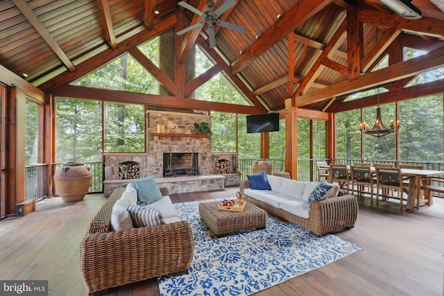 2555 Vale Ridge Ct, Oakton, VA 22124 - sunroom with a chandelier and plenty of natural light