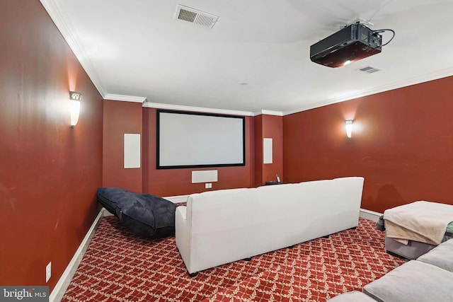 2555 Vale Ridge Ct, Oakton, VA 22124 - cinema room with baseboards, carpet flooring, and crown molding