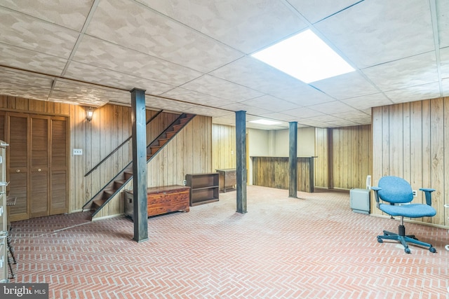 355 Arden, Gulph Mills, PA 19428 - finished basement with wooden walls and stairway