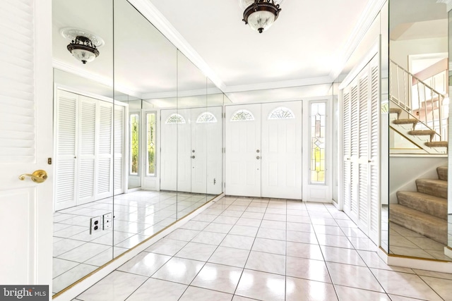 9511 Park St, Manassas, VA 20110 - tiled entrance foyer with stairway and crown molding