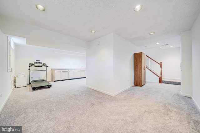 1434 Cellar Creek Way, Herndon, VA 20170 - carpeted empty room with baseboards, recessed lighting, stairs, and a textured ceiling