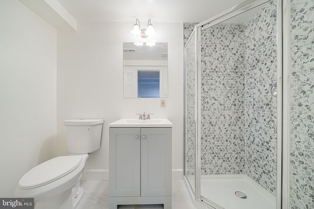 1434 Cellar Creek Way, Herndon, VA 20170 - full bath featuring toilet, a shower stall, vanity, and a chandelier