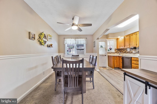 1518 Becklow Ave, Baltimore, MD 21220 - dining area featuring a ceiling fan and light colored carpet