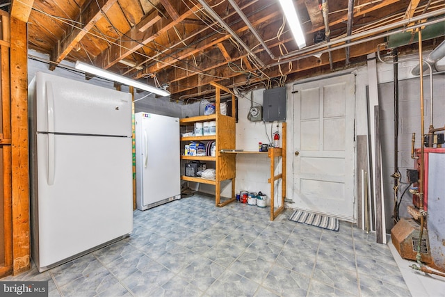 1518 Becklow Ave, Baltimore, MD 21220 - unfinished below grade area featuring freestanding refrigerator and electric panel