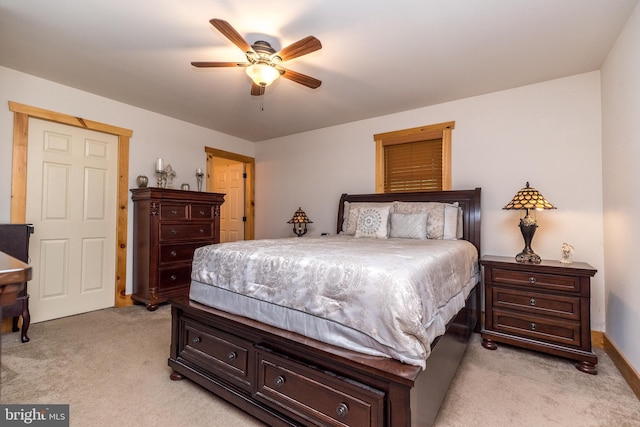 2733 Wood Ln, Morgantown, PA 19543 - bedroom with light carpet, ceiling fan, and baseboards
