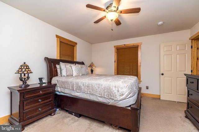 2733 Wood Ln, Morgantown, PA 19543 - bedroom with light carpet, baseboards, and ceiling fan