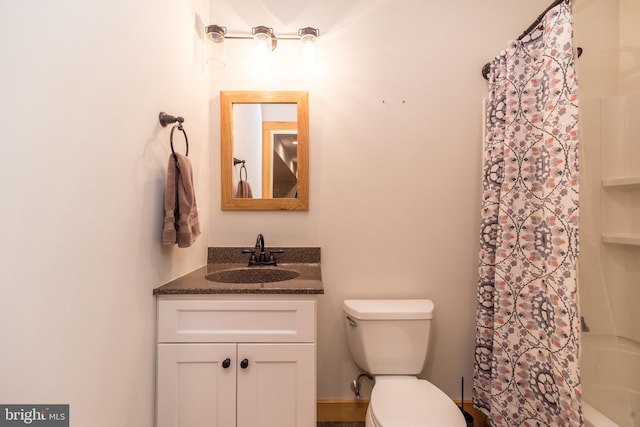 2733 Wood Ln, Morgantown, PA 19543 - full bathroom featuring vanity, toilet, and shower / tub combo with curtain