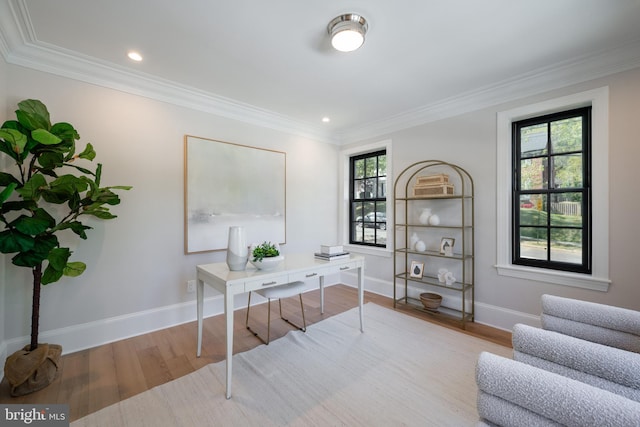6040 Nebraska Ave NW, Washington, DC 20015 - office with wood finished floors, baseboards, crown molding, and recessed lighting