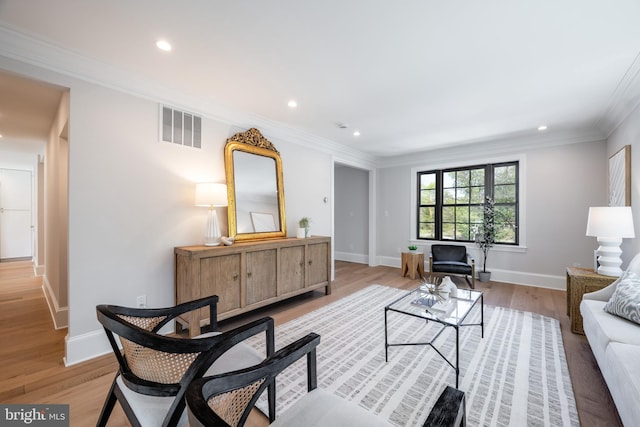 6040 Nebraska Ave NW, Washington, DC 20015 - living area with recessed lighting, light wood finished floors, crown molding, and baseboards