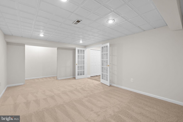 6404 Distant Melody Pl, Columbia, MD 21044 - finished basement featuring french doors, carpet flooring, baseboards, and recessed lighting
