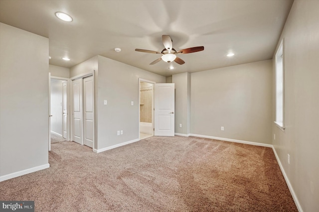 2351 E York St, Philadelphia, PA 19125 - unfurnished bedroom with carpet, recessed lighting, baseboards, ensuite bath, and ceiling fan