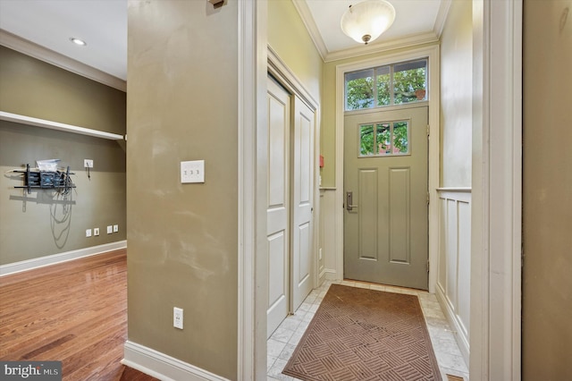 2351 E York St, Philadelphia, PA 19125 - entrance foyer with ornamental molding, baseboards, wood finished floors, and recessed lighting