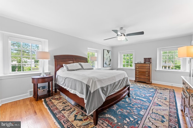 1110 Clover Hill Rd, Wynnewood, PA 19096 - bedroom featuring light wood-style floors, baseboards, and a ceiling fan
