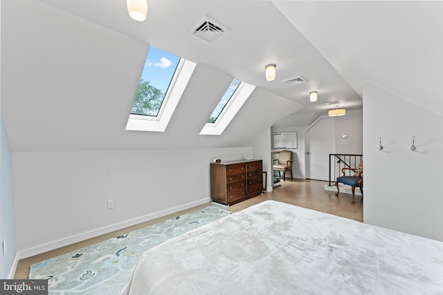 1110 Clover Hill Rd, Wynnewood, PA 19096 - bedroom featuring a skylight, baseboards, and vaulted ceiling