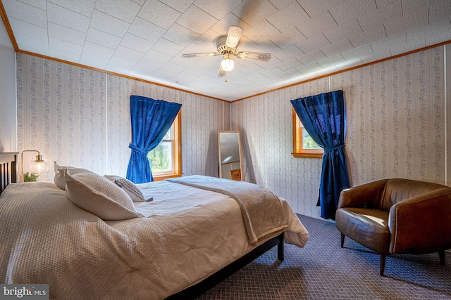 5927 Rte 6, Wellsboro, PA 16901 - bedroom featuring crown molding, carpet, and ceiling fan