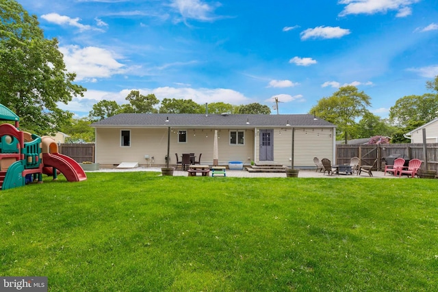 420 Conifer Dr, Forked River, NJ 08731 - back of house featuring an outdoor fire pit, a playground, a patio, and entry steps