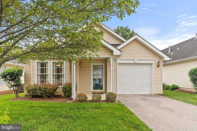 1806 Kershaw Ln, Winchester, VA 22601 - view of front facade with concrete driveway, an attached garage, and a front yard