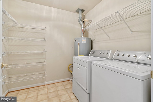 1806 Kershaw Ln, Winchester, VA 22601 - laundry room with water heater, independent washer and dryer, baseboards, and light floors