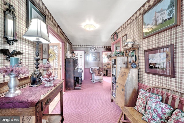1150 S Mountain Rd, Dillsburg, PA 17019 - hall with wallpapered walls, carpet flooring, and healthy amount of natural light
