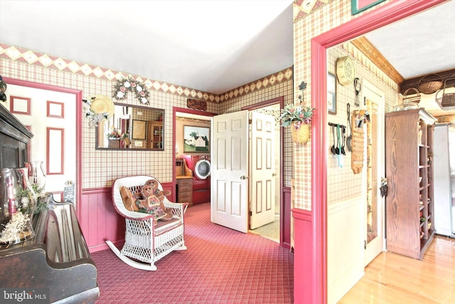 1150 S Mountain Rd, Dillsburg, PA 17019 - sitting room with wallpapered walls and a wainscoted wall