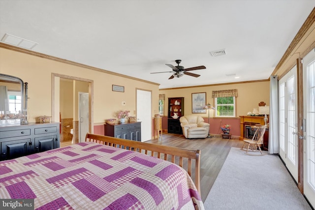 1150 S Mountain Rd, Dillsburg, PA 17019 - bedroom with wood finished floors, crown molding, and a ceiling fan