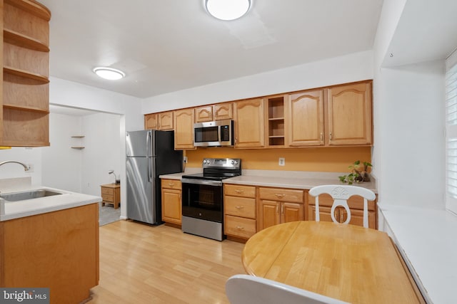 2339 Millennium Ln, Reston, VA 20191 - kitchen with stainless steel appliances, open shelves, a sink, and light countertops
