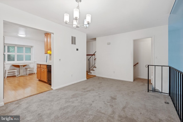 2339 Millennium Ln, Reston, VA 20191 - empty room with a chandelier, light carpet, and baseboards