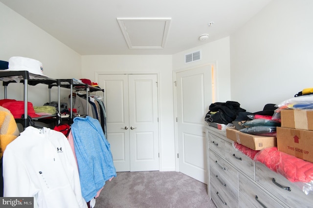 305 Shipyard Dr Unit 61, Cambridge, MD 21613 - bedroom with carpet floors, attic access, and a closet