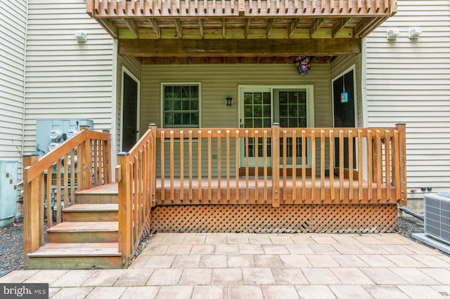 136 Chalkboard Ct, Moorestown, NJ 08057 - wooden terrace with central AC unit