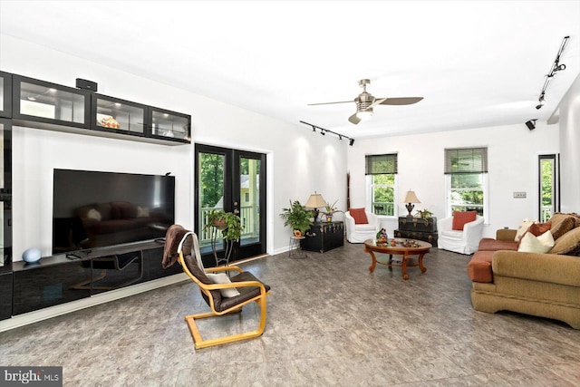 27 Athens Ln, Ruther Glen, VA 22546 - living room featuring rail lighting and ceiling fan