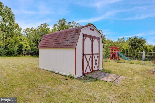 69 Calais Dr, Reading, PA 19605 - view of shed featuring a playground