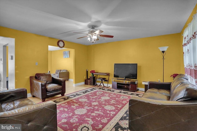 69 Calais Dr, Reading, PA 19605 - living area featuring a ceiling fan and baseboards