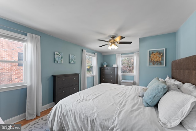812 E Haverford Rd, Bryn Mawr, PA 19010 - bedroom featuring wood finished floors, baseboards, and ceiling fan