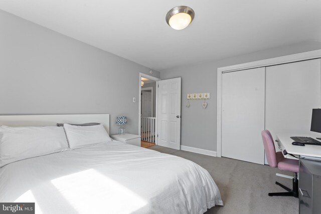 812 E Haverford Rd, Bryn Mawr, PA 19010 - bedroom with carpet floors, a closet, an office area, and baseboards