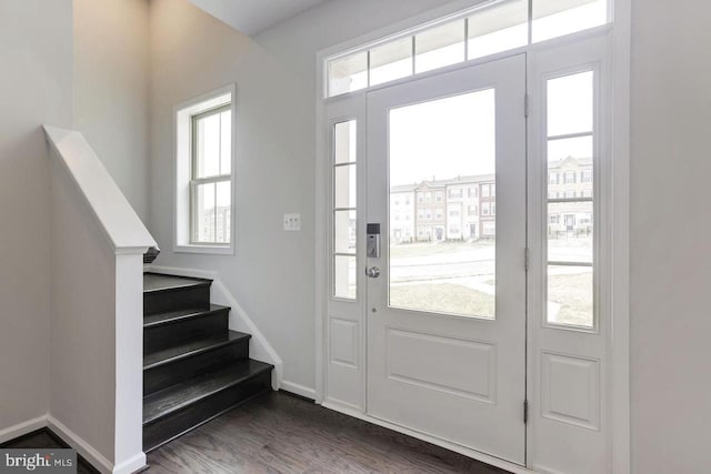 11 Blue Jay Way, Clarksburg, MD 20871 - foyer featuring stairs, baseboards, and wood finished floors
