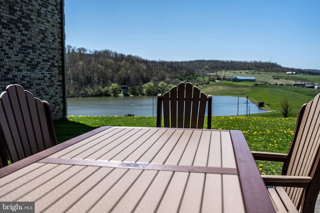 1874 Roundtop Rd, Wellsboro, PA 16901 - wooden terrace with a water view, a wooded view, and a yard