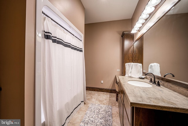 1874 Roundtop Rd, Wellsboro, PA 16901 - bathroom featuring vanity, tile patterned flooring, and a shower with curtain