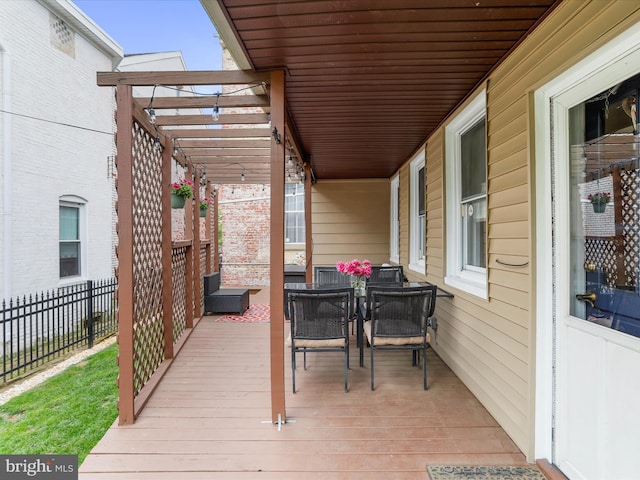 25 E Potomac St, Williamsport, MD 21795 - wooden terrace with outdoor dining area