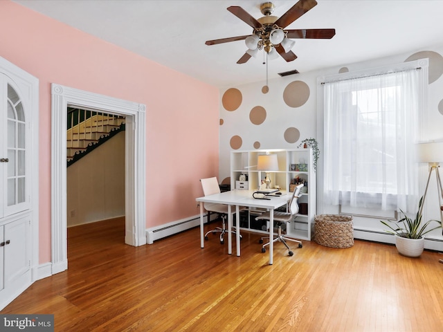 25 E Potomac St, Williamsport, MD 21795 - office space with a baseboard heating unit, a ceiling fan, and wood finished floors