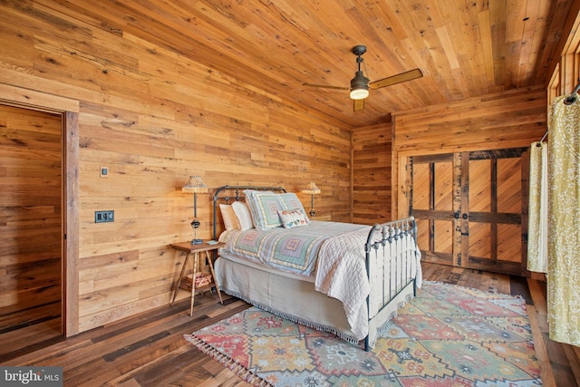 2042 Folk Rd, Fogelsville, PA 18051 - bedroom featuring hardwood / wood-style flooring, wood walls, and wood ceiling