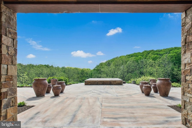 2042 Folk Rd, Fogelsville, PA 18051 - view of patio featuring a forest view