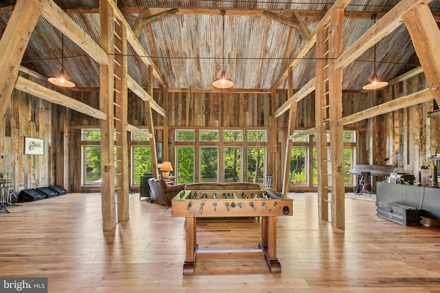 2042 Folk Rd, Fogelsville, PA 18051 - rec room with high vaulted ceiling and wood-type flooring