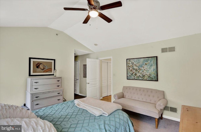159 Waterford Ln, Reading, PA 19606 - bedroom featuring vaulted ceiling, a ceiling fan, and baseboards