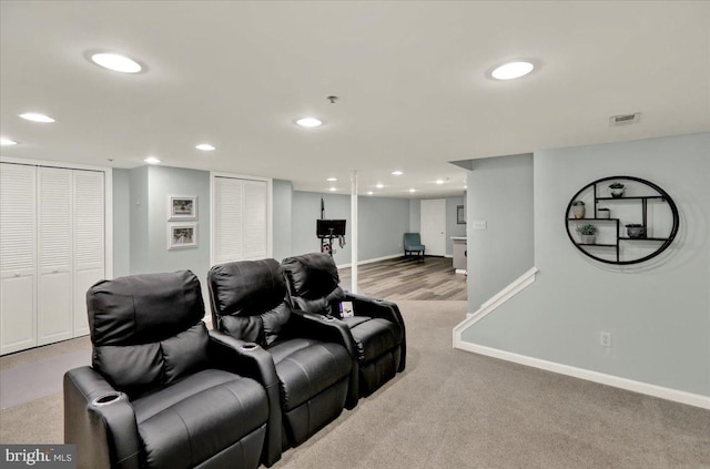 159 Waterford Ln, Reading, PA 19606 - home theater with recessed lighting, baseboards, and carpet