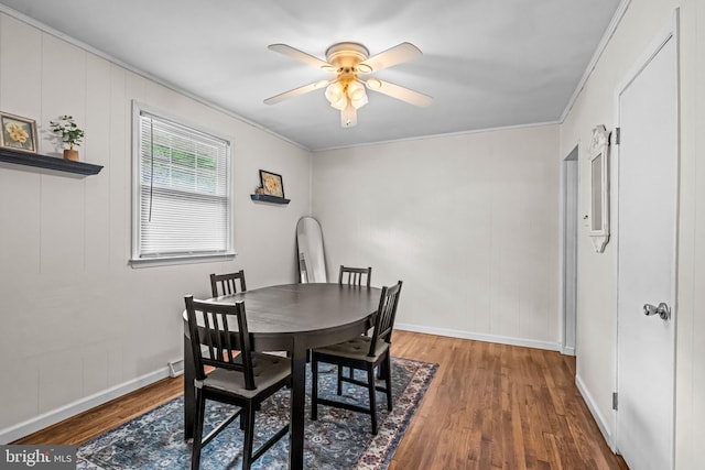 117 2nd Ave, Lindenwold, NJ 08021 - dining room featuring wood finished floors, a ceiling fan, baseboards, and crown molding