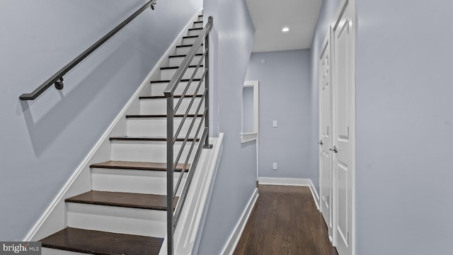 547 N 12th St Unit 2, Philadelphia, PA 19123 - stairway with wood finished floors, baseboards, and recessed lighting
