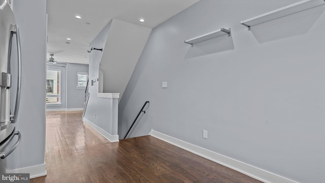 547 N 12th St Unit 2, Philadelphia, PA 19123 - corridor with an upstairs landing, wood finished floors, baseboards, and recessed lighting